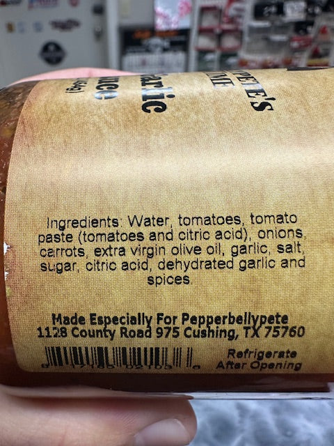 Pepper Belly Pete's Roasted Garlic Pasta Sauce